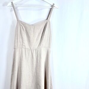 Old Navy Womens Linen Blend Smocked Back Fit and Flare Dress Beige Large